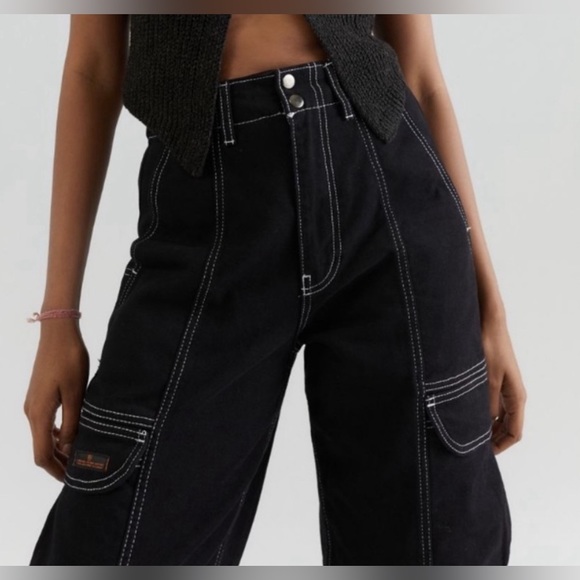 Urban Outfitters BDG Black Cargo Jean with White Stitching - Picture 3 of 10